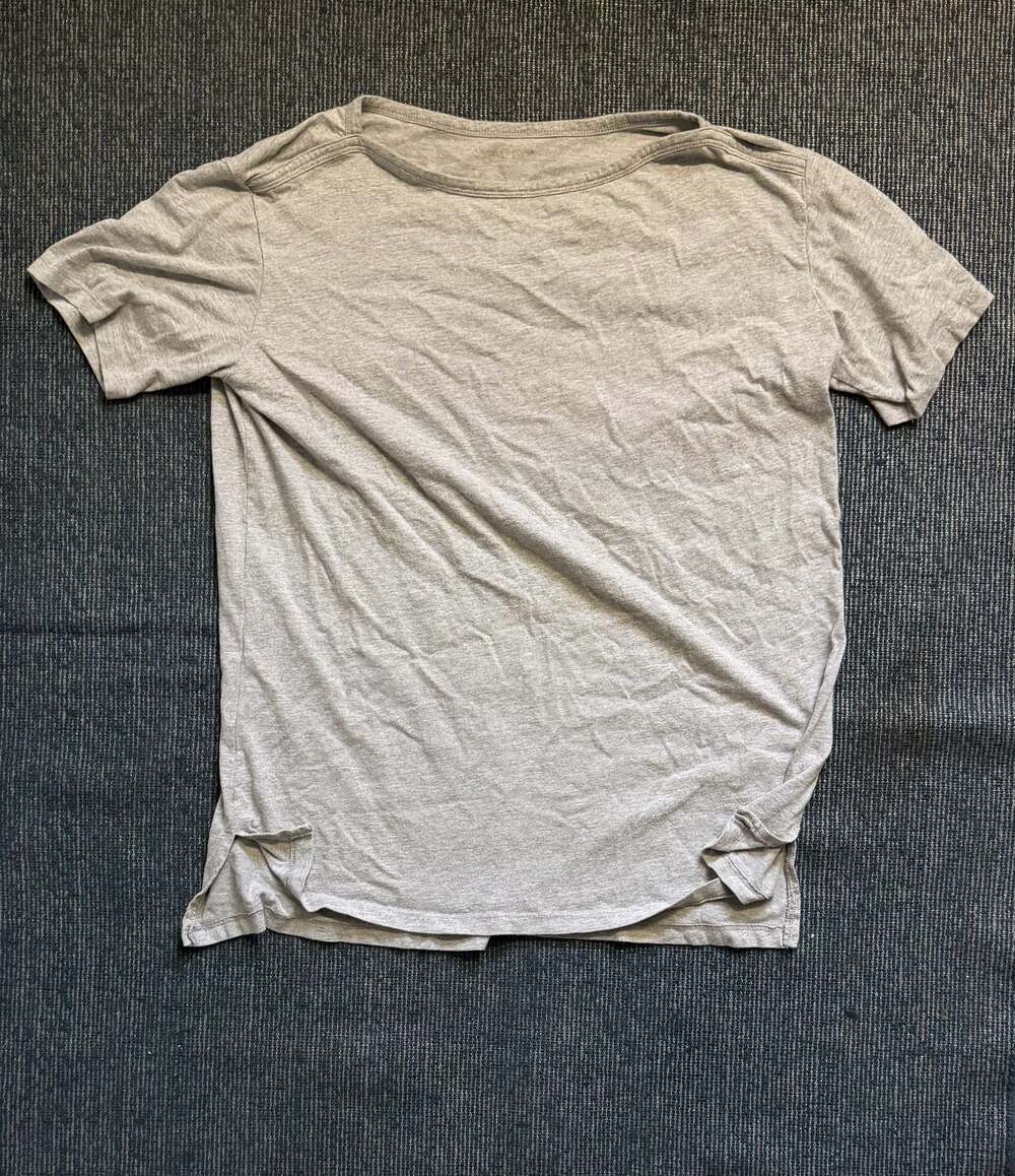 Woman Within Heather Gray Short Sleeve Crew Neck T-Shirt with Side Slits